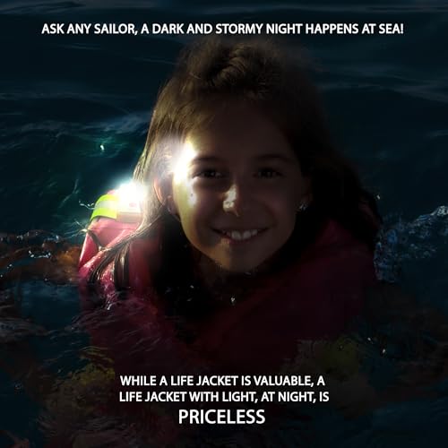 WICKED Life Jacket LED Strobe Light for Emergency Overboard Survival; Water Activated High Intensity Beam Long Range Rescu...
