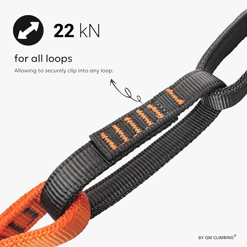 GM CLIMBING 16mm Nylon Safe Chain PAS Sling 22kN CE UIAA Certified for Personal Anchor System Rappel Transition Aid Climbi...