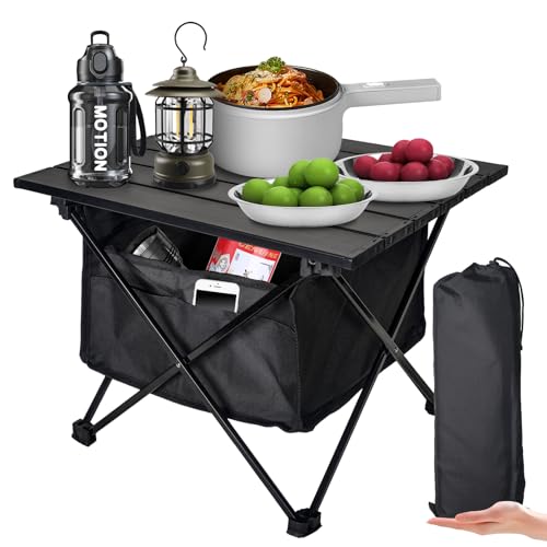 Audoyon Foldable Camping Side Table, Ultralight Small Beach Aluminum, Portable Outdoor Table with Carry Bag and Storage fo...
