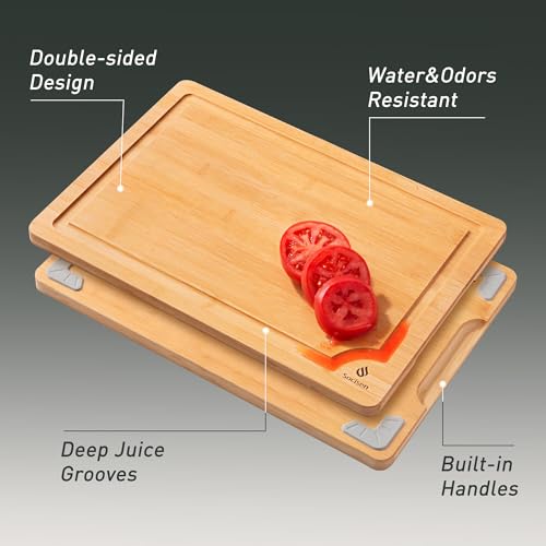 Bamboo Cutting Board Set Non Slip Feet with Holder Over Sink Kitchen Gadgets Seller 2025 First Apartment Must Haves Things...