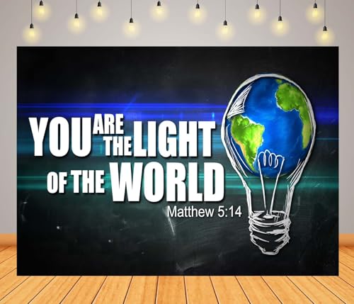 BELECO 7x5ft Fabric You are The Light of The World Backdrop Light Bulb Matthew 5:14 Background for Theme Party Decorations...