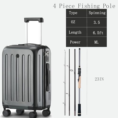 Travel Fishing Pole Combo， 4 Piece Carbon Fiber Spinning Rod Spinning Reel 7ft Braided Line Fishing Carrier Bag for Travel...