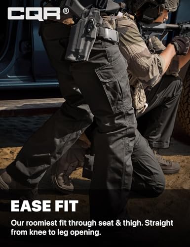 CQR Men's Tactical Pants, Water Resistant Ripstop Cargo Pants, Lightweight EDC Work Hiking Pants, Outdoor Apparel