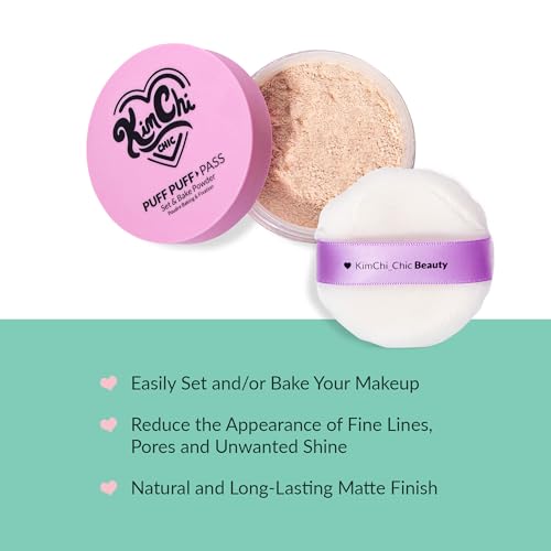 KimChiChic Beauty Puff Puff Pass Set and Bake Setting Powder for Makeup, Extra Fluffy Loose Face Powder Poof, Soft Natural...