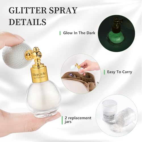 Etercycle Body Glitter Spray, Glow in The Dark Party Supplies Hair Glitter, Extra Fine Face Shimmer Powder UV Black Light ...