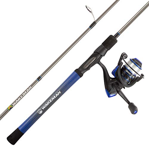 Fishing Rod & Reel Combo- 6’6” Carbon Pole, Spinning Reel & Golf Grip Handle- Bass, Trout & Lake Fish- Channel Series by W...