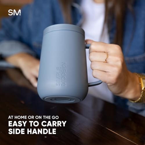 Simple Modern Voyager Signature Mug | Travel Coffee Tumbler with 360° Lid and Handle | Ceramic-Lined Insulated Stainless S...