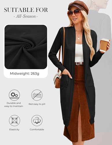 GRACE KARIN Essential Solid Open Front Maxi Long Knitted Cardigan Sweater for Women