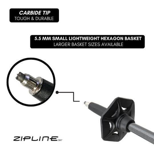 Zipline Lollipop 14.0 Graphite Carbon Composite Ski Poles – Lightweight, Durable, All-Mountain – Ergonomic Grip, Vibration...