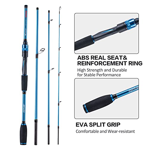 Goture Travel Fishing Rods, 4 Piece Fishing Pole with Case/Bag, Casting/Spinning Rod,Ultralight Fishing Baitcasting Rod 7f...