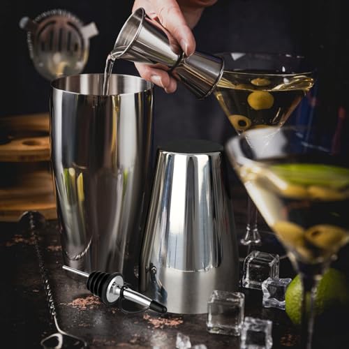 Mwellewm Cocktail Shaker Set, Boston Shakers Bartending Professional Bartender Kit Bartender Beginner Mixed Alcohol Martin...
