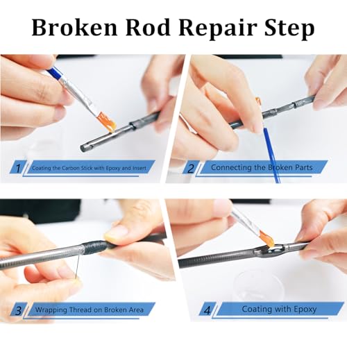 Aventik Fishing Rod Repair Kit Complete with Accesssories, Carbon Fiber Stick Fishing Pole Repair Kit for Broken Fishing P...