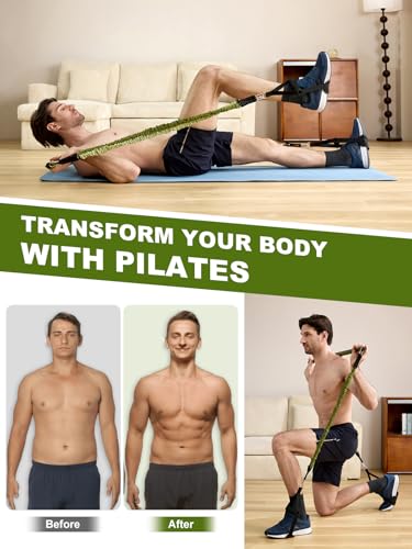 Pilates Bar Kit with Resistance Bands,260LBS Heavy Duty Resistance Bands for Working Out, Strength Pilates Equipment with ...