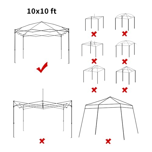 MOQI 10x10 Canopy Replacement Top Cover with 2 Air Vents, Silver Coated Waterproof 150D Oxford Fabric Pop Up Tent for Stra...