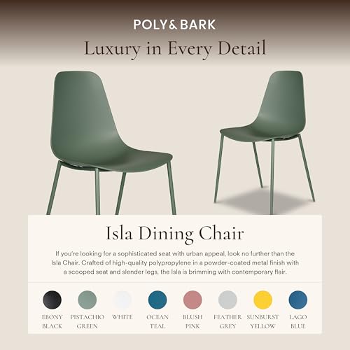 Poly & BARK Isla Modern Kitchen Chairs Set of 4 - Plastic Dining Chair with Metal Legs - Quick Assembly Simple Cafe Chairs...