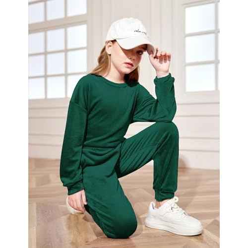 Arshiner Girls 2 Piece Outfit Sweatsuits Set Kids Velour Sweatshirts & Sweatpants Tracksuits Set for Girls