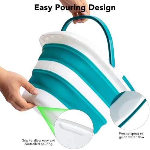 2 Pack Collapsible Mop Bucket, 16L(4.2 Gal) Plastic Bucket for House Cleaning, Car Washing, Silicone Cleaning Supplier Org...