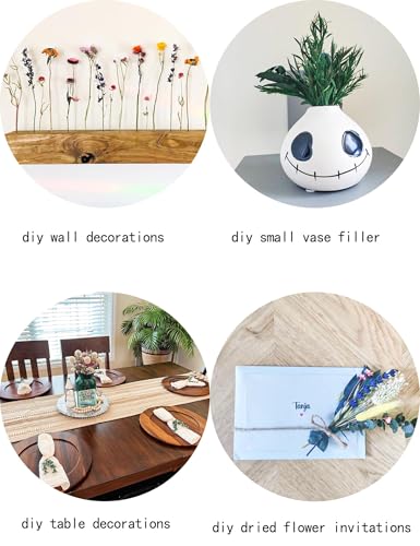 DIY Natural Dried Flower Set, Bulk Dried Flowers for Vase, Dried Flowers with Stems, Dried Roses, Mini Dried Flower Bouque...
