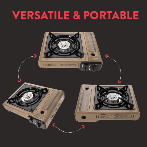 Gas One Propane or Butane Stove GS-3400P Dual Fuel Portable Camping and Backpacking Gas Stove Burner with Carrying Case Gr...