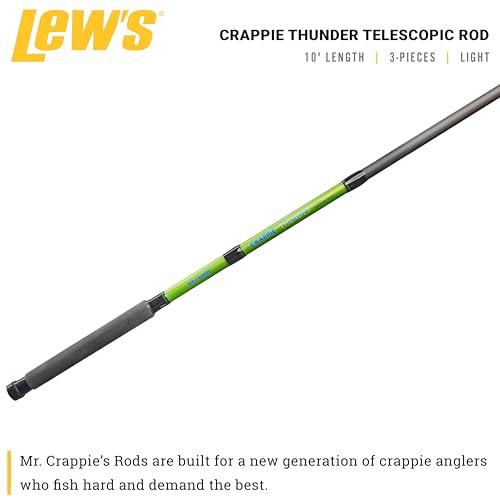 Lew's Crappie Thunder Telescopic Fishing Rod, Light Power, Fast Action, Premium Fiberglass Blank, EVA Foam Handle, Crappie...