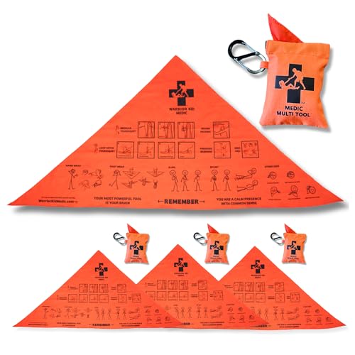 Warrior Kid Medic First Aid Triangular Bandage for Splint, Sprain and Broken Bones Support, 100% Cotton, 3 Pack with Case