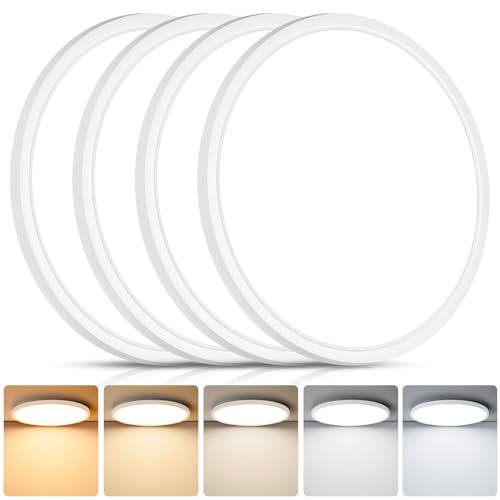 Brightever 4Pack LED Flush Mount Ceiling Light Fixture, 12 Inch 24W, Super Slim 0.67 Inch, 3200LM, Dimmable & 2700K-6500K ...