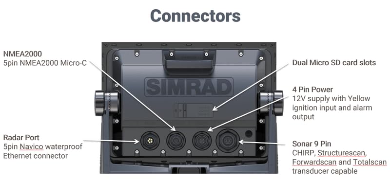 Simrad GO Chartplotter and Fish Finder, with Transducer and Radar Options, Preloaded C-MAP Discover Chart Card