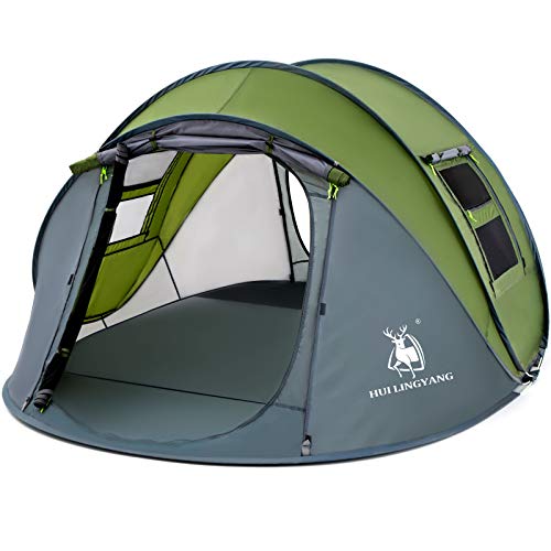 4 Person Easy Pop Up Tent,9.5’X6.6’X52'',Waterproof, Automatic Setup,2 Doors-Instant Family Tents for Camping, Hiking & Tr...