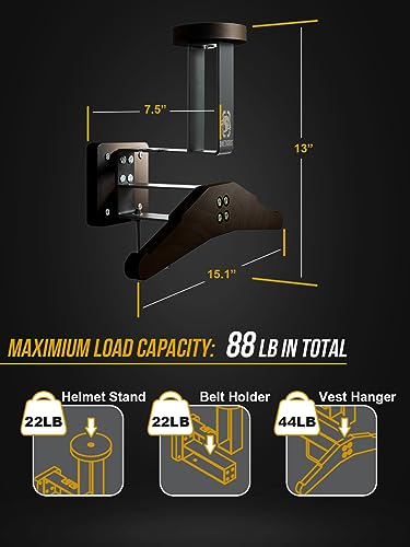 OneTigris Tactical Gear Wall Mount, Motorcycle Helmet Holder Wall Mount Stand, Plate Carrier Rack Jacket Hanger Display Or...