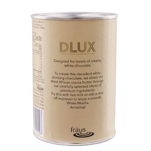 Fraus DLUX White Drinking Chocolate, Creamy White Chocolate Powder for Hot or Iced Drinks (220G)
