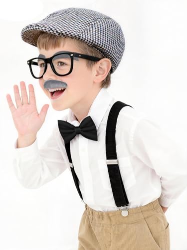 CONNICS 100 Day of School Costume for Boys,Old man dress up for kid – Grandpa Cosplay Costume Accessories
