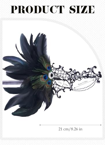 Zinniday Halloween Masquerade Masks for Women - 2026 Peacock Feather Lace Mask 1920s Venetian Eyemask for Party