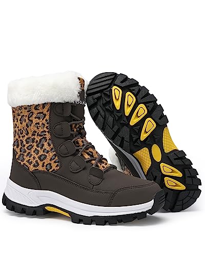 COOJOY Womens Waterproof Winter Snow Boots Warm Shoes Furry Mid Calf Lightweight Walking Hiking Booties