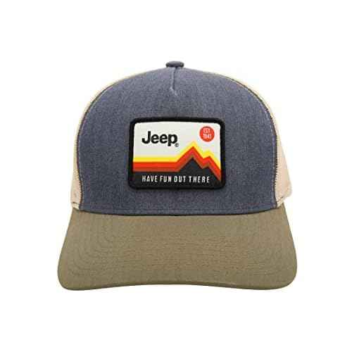 Jeep Have Fun Out There Trucker Snapback Patch Hat Grey/Army Green/Cream