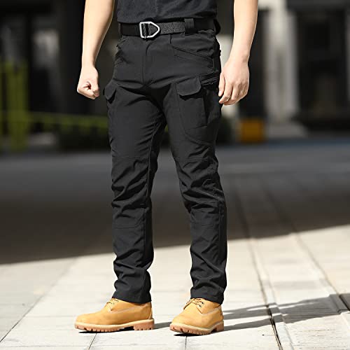 FLYFIREFLY Men's Tactical Cargo Pants Water Resistant Ripstop Outdoor Quick Dry Hiking Work Pants with Pockets(No Belt)