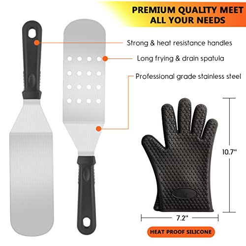 Griddle Accessories Kit, 140 Pcs Griddle Grill Tools Set for Blackstone and Camp Chef, Professional Grill BBQ Spatula Set ...
