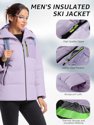 Jsslaik Women's Insulated Jacket Windproof Waterproof Thermal Hooded Ski Snowboard Coat with Multiple Pockets