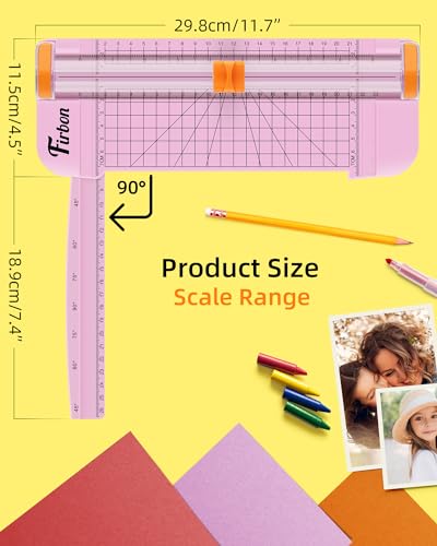 Firbon Pink A5 Paper Cutter, Straight Small Paper Trimmer with Side Ruler for Scrapbooking Craft, Paper, Coupon, Label, Ca...