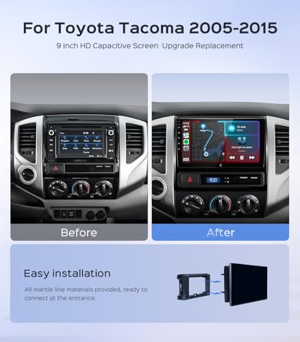 Car Radio Stereo for Toyota Tacoma 2005-2015, 9" Touch Screen Head Unit with Android 13/CarPlay/Android Auto/2+64G /GPS Na...
