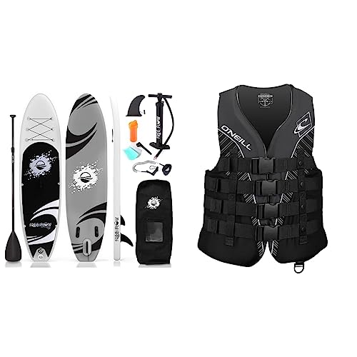 SereneLife Inflatable Stand Up Paddle Board (6 Inches Thick) with Premium SUP Accessories & Carry Bag | Wide Stance & O'Ne...