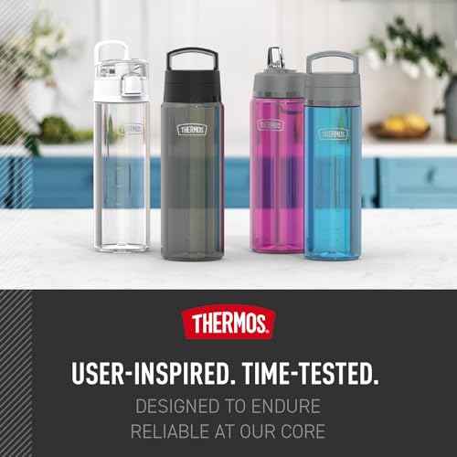 THERMOS ICON SERIES Lightweight Hydration Bottle - Durable Water Bottle Made with Tritan by Eastman with Straw Lid for Quick and Easy Drinking Experience - 26oz, Smoke