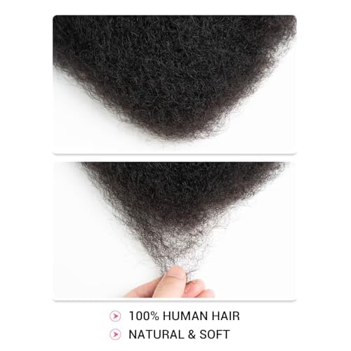 REBECCA FASHION Afro Kinky Bulk Human Hair 50g/Pack Braiding Hair for Dreadlock Extensions, Loc Repair, Afro Kinky Curly Human Hair Bulk for Twist 22 Inch Natural Black Color