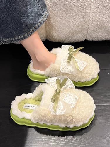 EIVCIVB Cute Butterfly Fuzzy Women's Slippers Winter Fluffy Open Toe House Slippers Slip On Plush Bedroom Shoes Indoor Out...