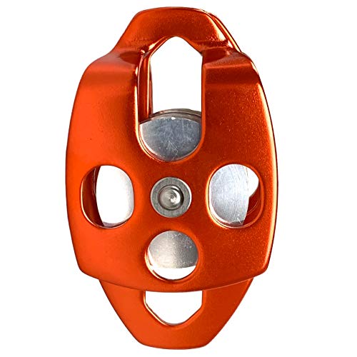 ProClimb 30kN Large Aluminum Rope Pulley - Single/Double Sheave, CE/UIAA Certified