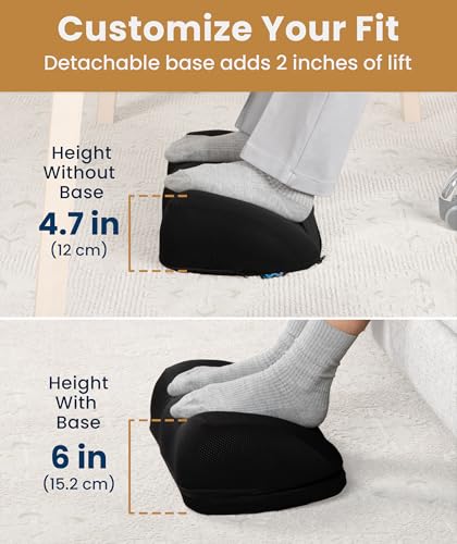 Everlasting Comfort Adjustable Cloud Foot Rest for Under Desk at Work with Pressure Point Nodes - Comfortable Memory Foam ...
