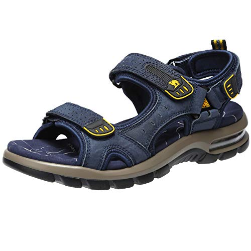 CAMEL CROWN Men's Leather Sandals Hiking Outdoor Water Beach Sports Mens Sandals for Summer with Open Toe Adjustable Straps