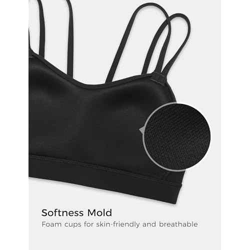 CRZ YOGA Softness Mold Butterluxe V Neck Sports Bras for Women - Workout Top Double Spaghetti Straps Wireless Yoga Clothes