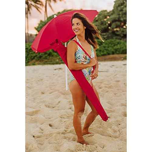 PICNIC TIME NCAA Ohio State Buckeyes Outdoor Canopy Sunshade Beach Umbrella 5.5' - Small Patio Umbrella - Beach Chair Umbrella