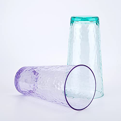 KX-WARE 26-ounce Acrylic Highball Glasses Plastic Tumbler Larger Drinking Glasses, set of 6 Multicolor