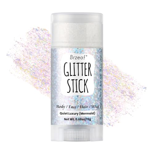 Brzeaf Waterproof Mermaid Glitter Stick, Shimmery& Long Lasting, Christmas Hair Eyeshadow Face Body Glitter, Singer Concer...